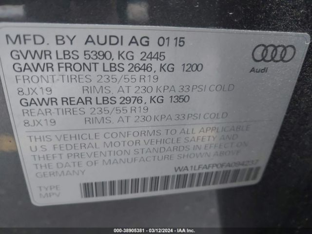 WA1LFAFP0FA094237 Audi Q5 2.0t Premium