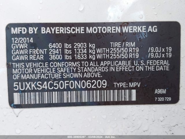 5UXKS4C50F0N06209 BMW X5 Xdrive35d