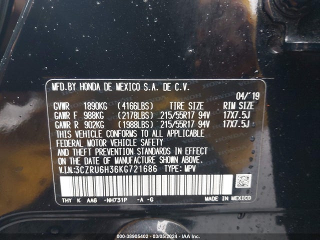 Honda HR-V LX 2019 3CZRU6H36KG721686 Image 9