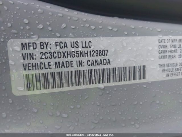 2C3CDXHG5NH129807 Dodge Charger Gt Rwd