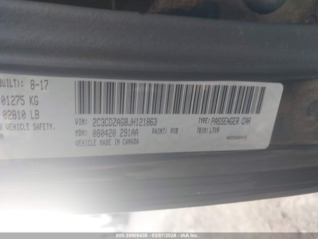 Dodge Challenger Sxt 2018 2C3CDZAG8JH121863 Image 9