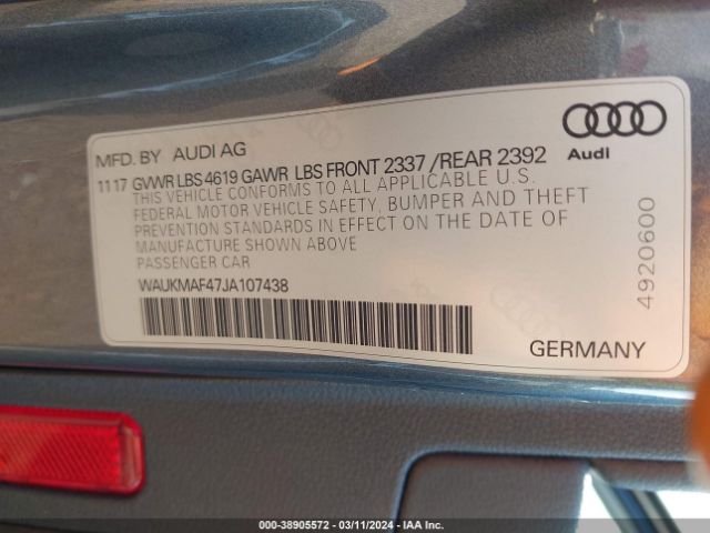 WAUKMAF47JA107438 Audi A4 2.0t Tech Ultra Premium/2.0t Ultra Premium