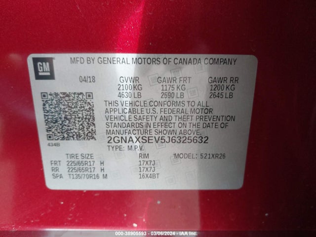 Chevrolet EQUINOX LT 2018 2GNAXSEV5J6325632 Image 9