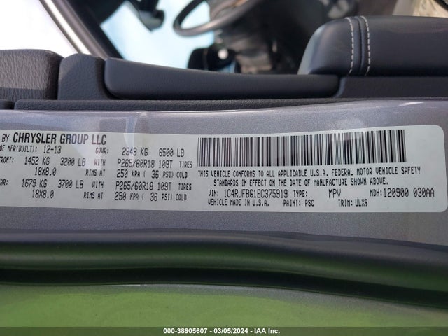 Jeep Grand Cherokee Limited 2014 1C4RJFBG1EC375919 Image 9