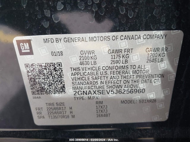 Chevrolet EQUINOX LT 2018 2GNAXSEV5J6256960 Image 9