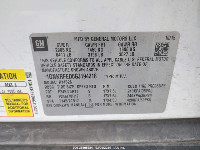 Chevrolet Traverse Ls 2016 1GNKRFED6GJ194218 Image 9