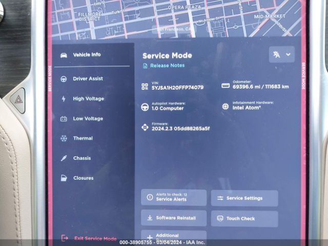 5YJSA1H20FFP74079 Tesla Model S 70d/85d/p85d