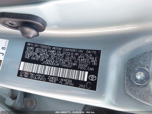 Toyota Prius Two 2015 JTDKN3DU4F1949241 Image 9