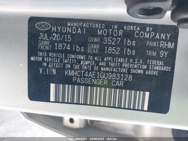 Hyundai ACCENT SE 2016 KMHCT4AE1GU983128 Image 9