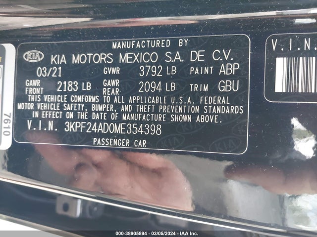 KIA Forte Lxs 2021 3KPF24AD0ME354398 Image 9