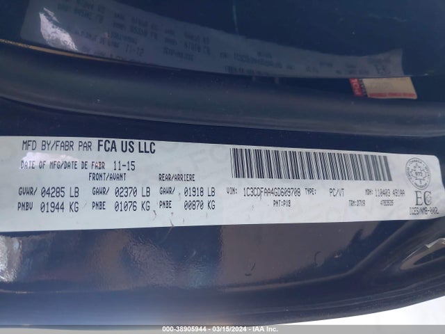 Dodge DART SE 2016 1C3CDFAA4GD609708 Image 9