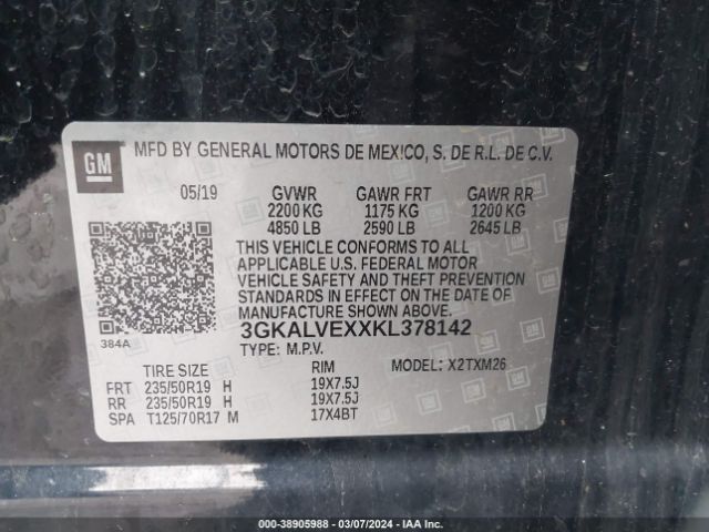 3GKALVEXXKL378142 GMC Terrain Slt
