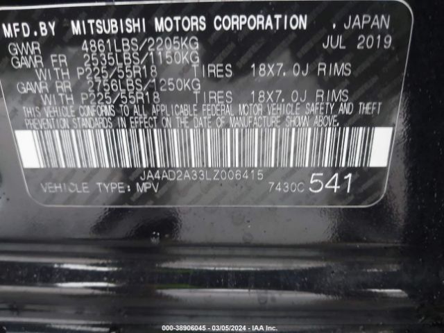JA4AD2A33LZ006415 Mitsubishi Outlander Es 2.4
