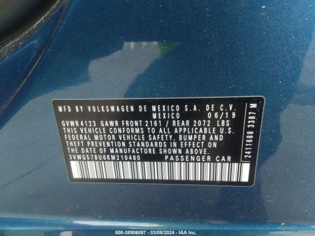 3VWG57BU6KM210480 Volkswagen Jetta 1.4t Sel Premium