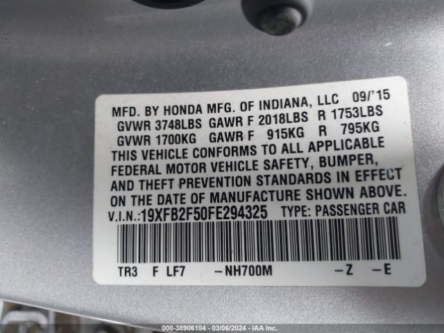 19XFB2F50FE294325 Honda Civic Lx