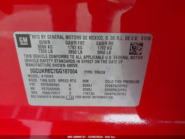 Chevrolet Silverado 1500 2lt 2016 3GCUKREC7GG187004 Image 9