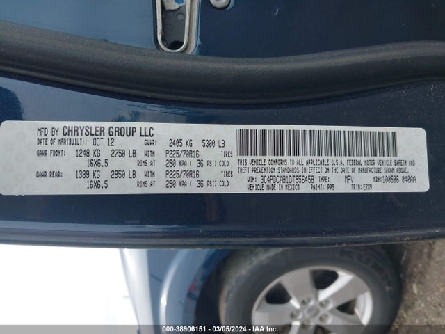 2013 DODGE JOURNEY SE VIN: 3C4PDCAB1DT556458