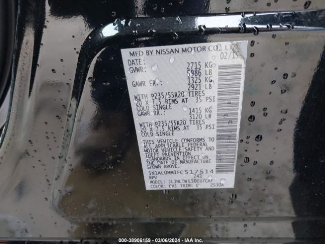 5N1AL0MM1FC517514 Infiniti QX60