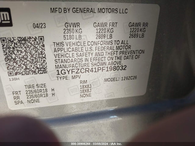 1GYFZCR41PF198032 Cadillac Xt4 Fwd Premium Luxury