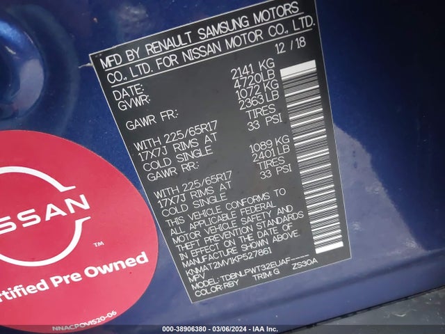 Nissan ROGUE S 2019 KNMAT2MV1KP527861 Image 9