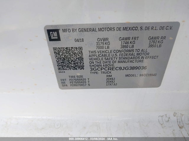Chevrolet Silverado 1500 1lt 2018 3GCPCREC9JG389036 Image 9