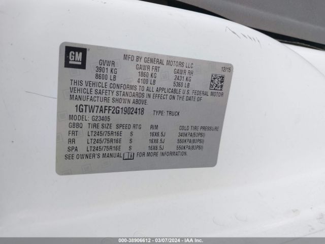 1GTW7AFF2G1902418 GMC Savana 2500 Work Van