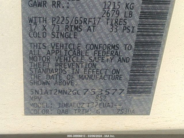 5N1AT2MN2GC753577 Nissan ROGUE SV