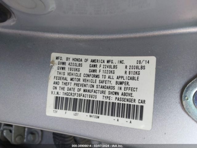1HGCR2F36FA019835 Honda ACCORD LX