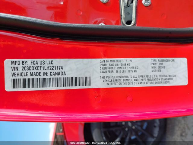 2C3CDXCT1LH221174 Dodge Charger R/t Rwd