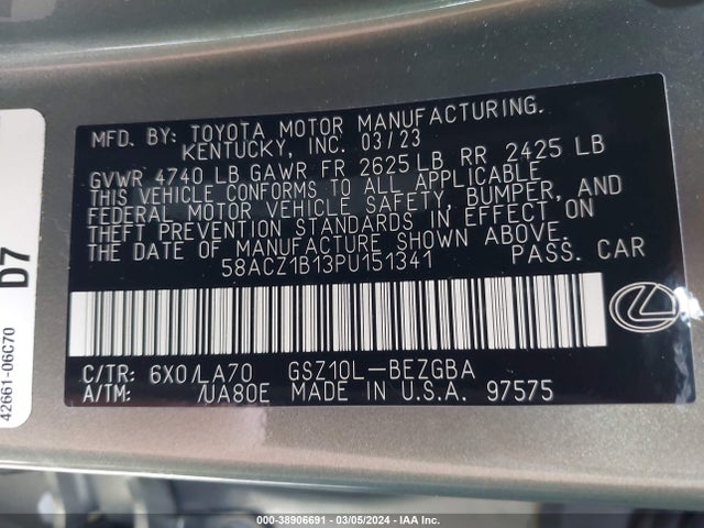 Lexus ES 350 2023 58ACZ1B13PU151341 Image 9
