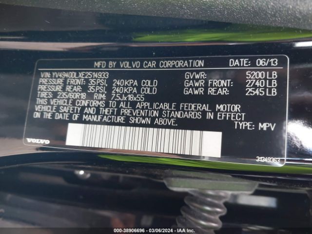 YV4940DLXE2514933 Volvo Xc60 3.2/3.2 Platinum/3.2 Premier/3.2 Premier Plus
