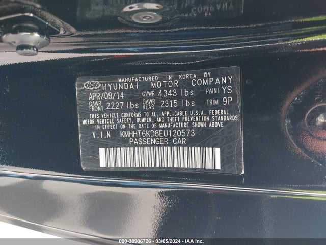 Hyundai Genesis 2.0t 2014 KMHHT6KD8EU120573 Image 9