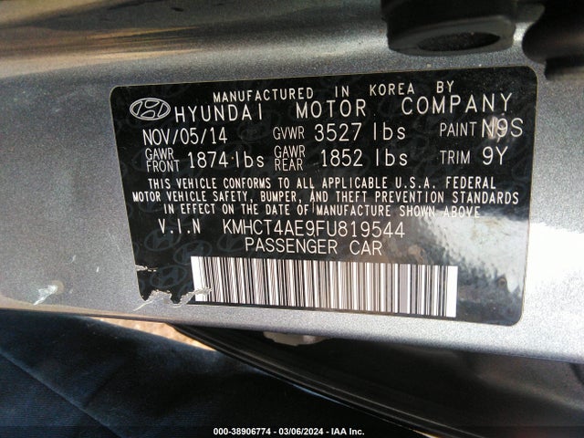 Hyundai ACCENT GLS 2015 KMHCT4AE9FU819544 Image 9