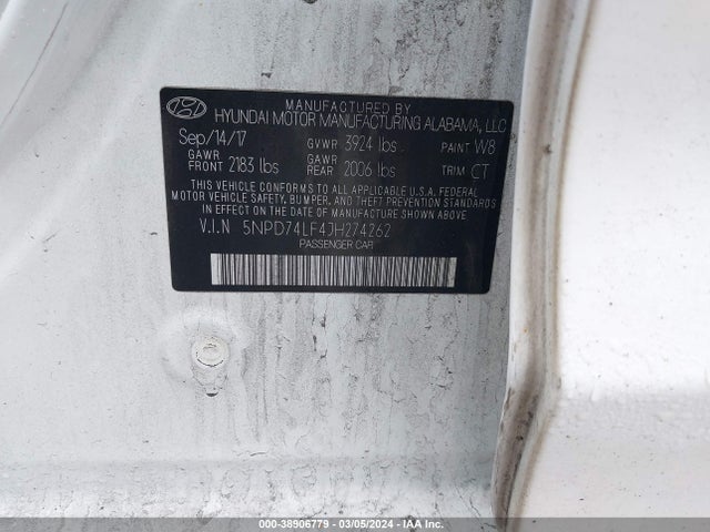 Hyundai ELANTRA SE 2018 5NPD74LF4JH274262 Image 9