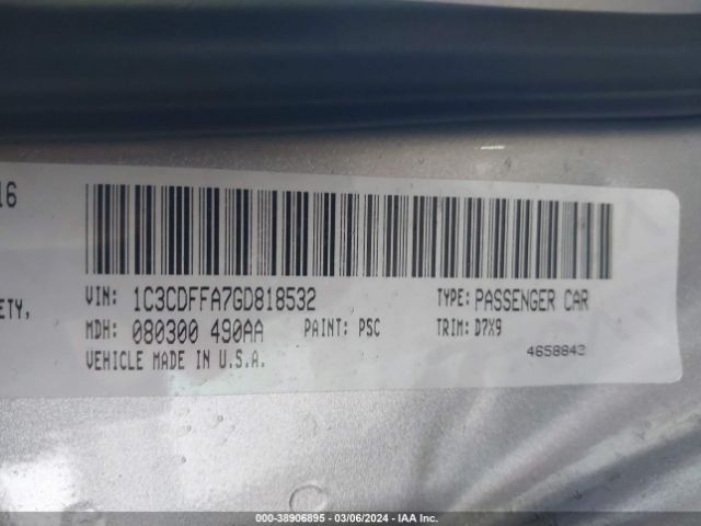 1C3CDFFA7GD818532 Dodge Dart Sxt Sport