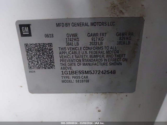 Chevrolet Cruze Lt Auto 2018 1G1BE5SM5J7242548 Image 9