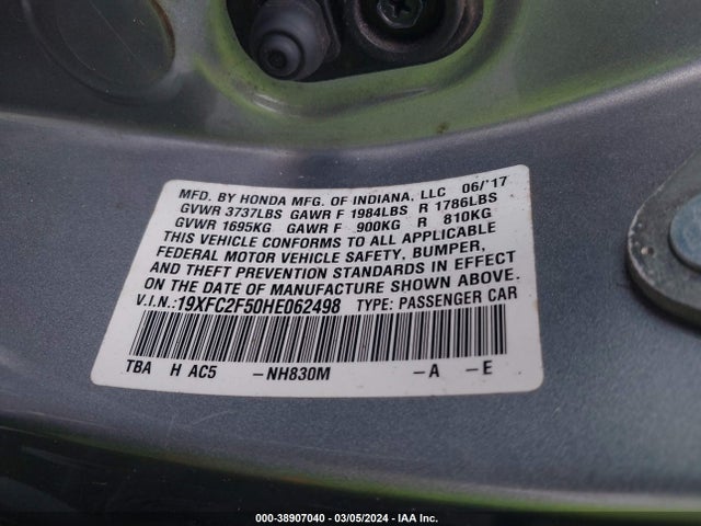 Honda Civic Lx 2017 19XFC2F50HE062498 Image 9