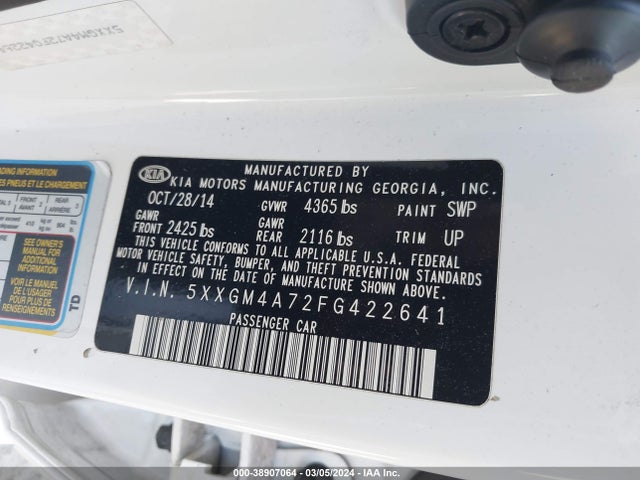 KIA Optima Lx 2015 5XXGM4A72FG422641 Image 9