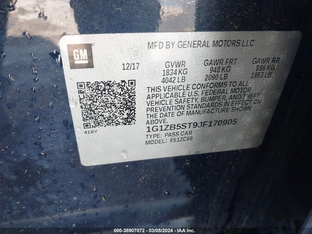 Chevrolet Malibu 1ls 2018 1G1ZB5ST9JF170905 Image 9