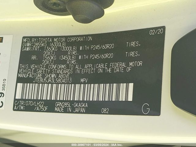 JTEBU5JR3L5804013 Toyota 4runner Nightshade Special Edition