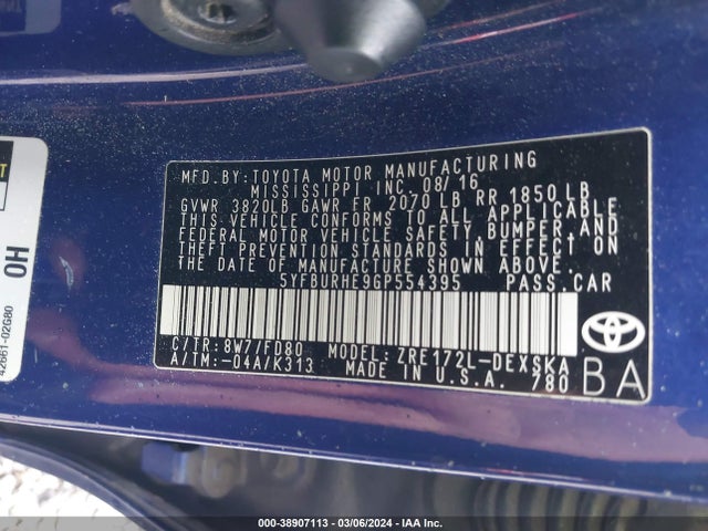 Toyota Corolla S Plus 2016 5YFBURHE9GP554395 Image 9