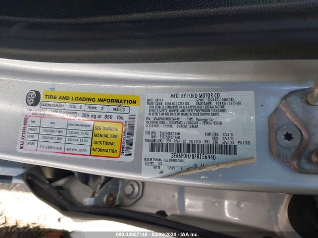 Ford FUSION SE 2015 3FA6P0H78FR156440 Image 9