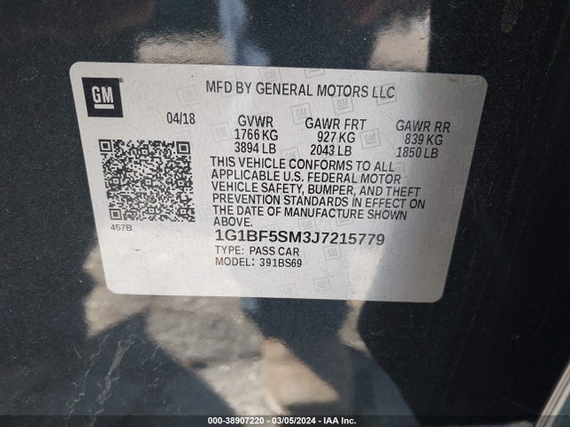 Chevrolet Cruze Premier Auto 2018 1G1BF5SM3J7215779 Image 9