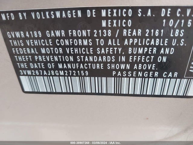 3VW267AJ8GM272159 Volkswagen Jetta 1.4t S