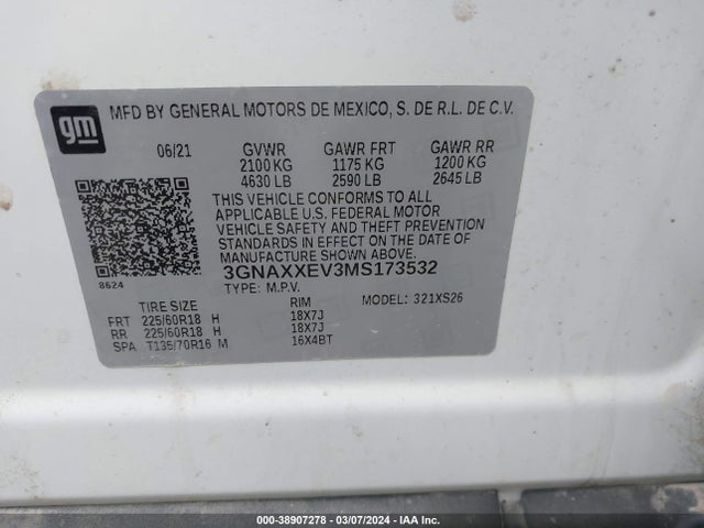 Chevrolet Equinox Awd Premier 2021 3GNAXXEV3MS173532 Image 9