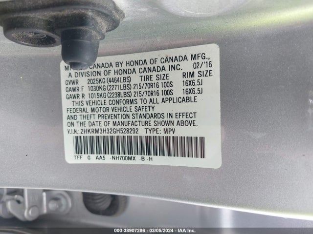 Honda CR-V LX 2016 2HKRM3H32GH528292 Image 9
