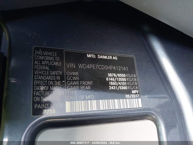 WD4PE7CD0HP412161 Mercedes-Benz Sprinter 2500 Standard Roof V6