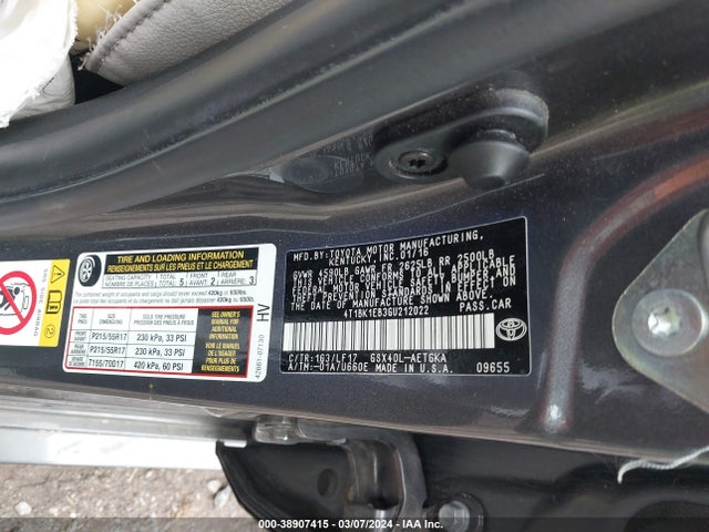 Toyota Avalon Xle Premium 2016 4T1BK1EB3GU212022 Image 9