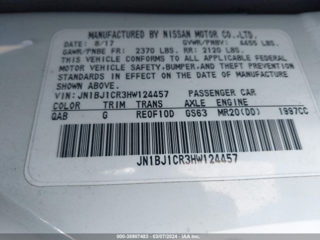 JN1BJ1CR3HW124457 Nissan Rogue Sport Sv