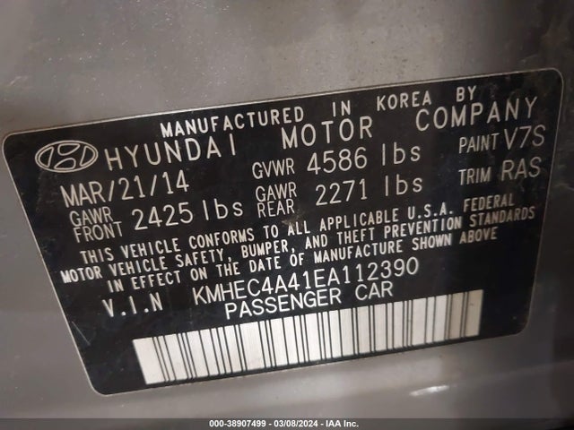 Hyundai Sonata Hybrid Limited 2014 KMHEC4A41EA112390 Image 9